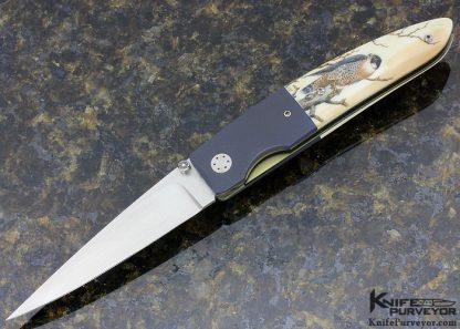 Owen Wood Custom Knife Rick Fields Scrimshawed Linerlock