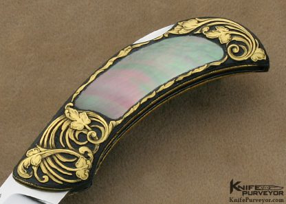 Rick Genovese Custom Knives Brian Hochstrat Engraved Blacklip Pearl Lockback - Image 3
