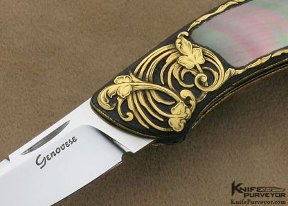 Rick Genovese Custom Knives Brian Hochstrat Engraved Blacklip Pearl Lockback - Image 2