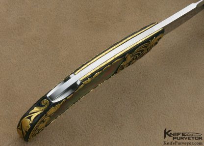 Rick Genovese Custom Knives Brian Hochstrat Engraved Blacklip Pearl Lockback - Image 5
