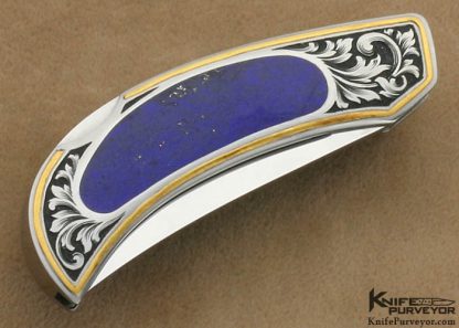 Rick Genovese Custom Knife Jon Robyn Engraved Lapis Lazuli Interframe Lockback - Image 3