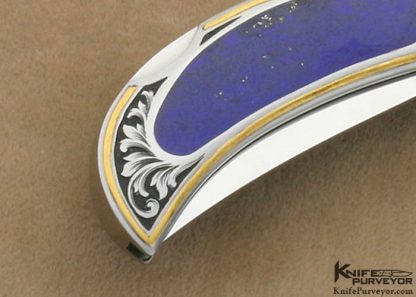 Rick Genovese Custom Knife Jon Robyn Engraved Lapis Lazuli Interframe Lockback - Image 4