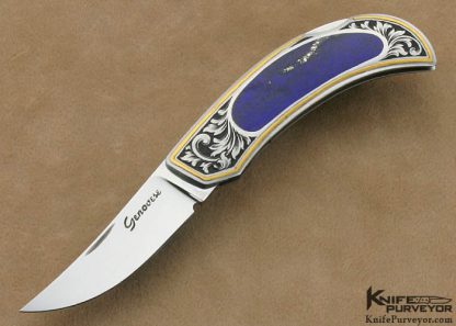Rick Genovese Custom Knife Jon Robyn Engraved Lapis Lazuli Interframe Lockback