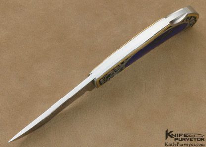 Rick Genovese Custom Knife Jon Robyn Engraved Lapis Lazuli Interframe Lockback - Image 5