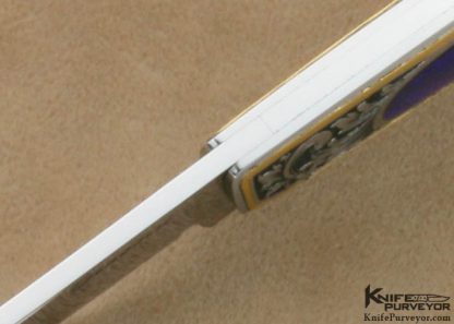 Rick Genovese Custom Knife Jon Robyn Engraved Lapis Lazuli Interframe Lockback - Image 6