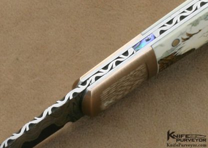 Rick Hinderer Custom Knife Sandra Brady Scrimshawed Mammoth Ivory & Sole Authorship San Mai Damascus Tail Lock - Image 7