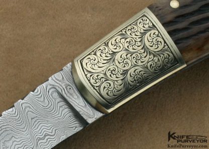 Rick Hinderer Custom Knife Simon Lytton Engraved Sole Authorship Damascus Tail Lock - Image 2