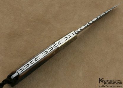 Rick Hinderer Custom Knife Simon Lytton Engraved Sole Authorship Damascus Tail Lock - Image 5