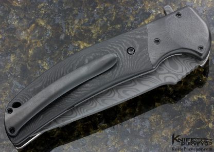 RJ Martin Custom Knife Carboquartz Q-36 with Chad Nichols Boomerang Damascus Flipper - Image 3