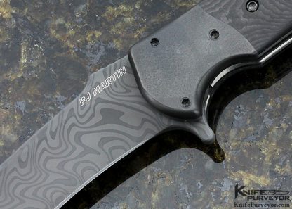 RJ Martin Custom Knife Carboquartz Q-36 with Chad Nichols Boomerang Damascus Flipper - Image 2
