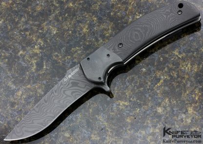 RJ Martin Custom Knife Carboquartz Q-36 with Chad Nichols Boomerang Damascus Flipper