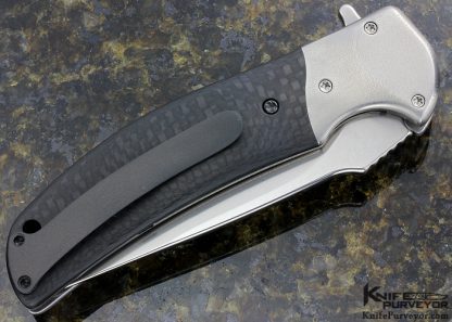 RJ Martin Custom Knife Q36 Carbon Fiber and Contoured Titanium Flipper with Zirconium Clip - Image 3