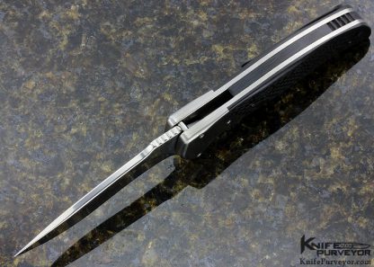 RJ Martin Custom Knife Q36 Carbon Fiber and Contoured Titanium Flipper with Zirconium Clip - Image 4