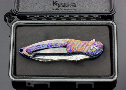 Peter Martin Custom Knife Nebula Flipper with Timascus Bolsters and Spacer and Black Lip Pearl Scales - Image 4