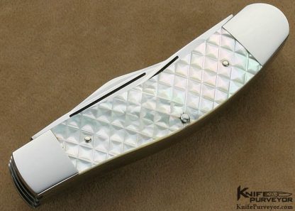 Rick Browne Custom Knife Checkered Mother of Pearl Shell 5 Blade Sowbelly Slip Joint - Image 3
