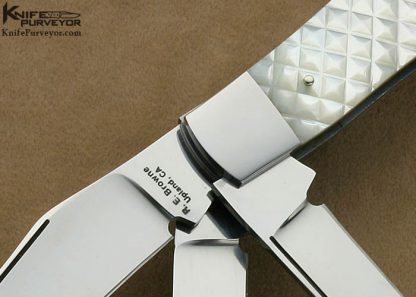 Rick Browne Custom Knife Checkered Mother of Pearl Shell 5 Blade Sowbelly Slip Joint - Image 2