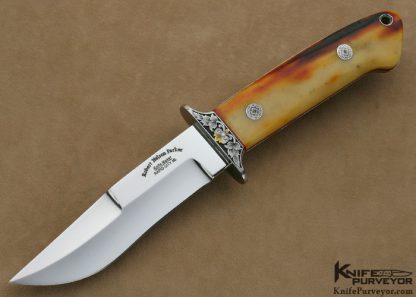 Robert Nelson Parker Custom Knife Dave Lark Engraved Amber Stag Chute Knife