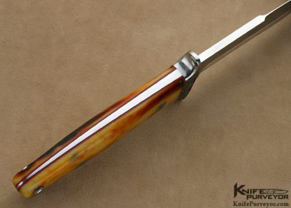 Robert Nelson Parker Custom Knife Dave Lark Engraved Amber Stag Chute Knife - Image 3