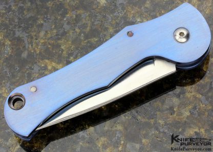 Robbie Dalton Custom Knife  "Mantis" Blued Anodized Aluminum Button Release Auto - Image 3
