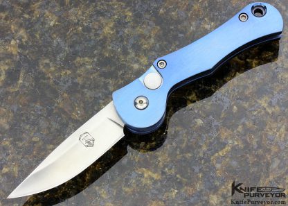 Robbie Dalton Custom Knife  "Mantis" Blued Anodized Aluminum Button Release Auto