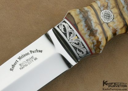 Robert Nelson Parker Custom Knife Dave Lark Engraved Mammoth Tooth Hideout Knife - Image 2
