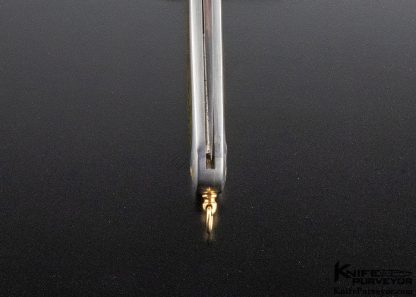 Joe Kious Custom Knife Amber Interframe Lockback "Bucks" Engraved by Robert Strosin for Barrett Smythe with Gold Bale - Image 8
