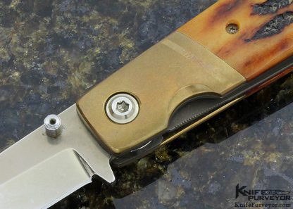 Robert Terzuola Custom Knife TTF-6 Wharncliff Blade Titanium Bolsters Bolsters and Stag Scales - Image 2
