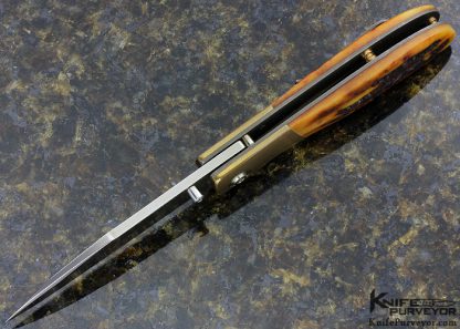 Robert Terzuola Custom Knife TTF-6 Wharncliff Blade Titanium Bolsters Bolsters and Stag Scales - Image 4