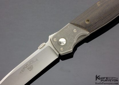 Bob Terzuola Custom Knife ATCF with Titanium Bolsters and Black Micarta Scales Linerlock - Image 2