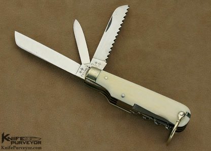 Joseph Rodgers Sheffield Exhibition Knife 6 Blade Plus Tooth Pick and Tweezers Antique Elphant Ivory Slip Joint - Image 6
