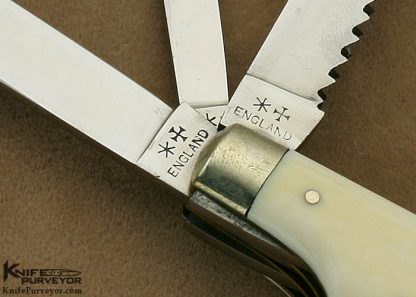 Joseph Rodgers Sheffield Exhibition Knife 6 Blade Plus Tooth Pick and Tweezers Antique Elphant Ivory Slip Joint - Image 7
