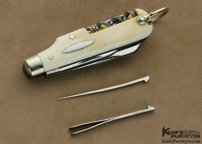 Joseph Rodgers Sheffield Exhibition Knife 6 Blade Plus Tooth Pick and Tweezers Antique Elphant Ivory Slip Joint - Image 5