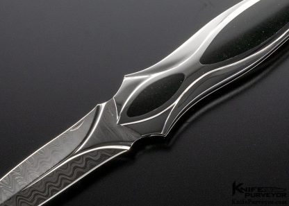 Ron Best Black Jade and Damasteel Damascus Lockback Dagger - Image 2