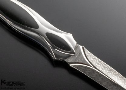 Ron Best Black Jade and Damasteel Damascus Lockback Dagger - Image 4