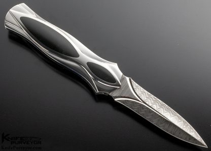 Ron Best Black Jade and Damasteel Damascus Lockback Dagger - Image 3