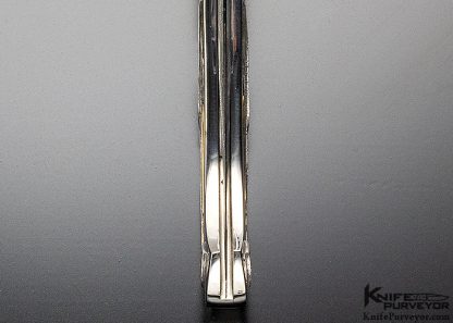 Ron Best Custom Knife Fluted, Stippled and Mirror Polished 416 Stainless Steel with 14Kt Gold & Amber Inlaid Automatic Lockback - Image 8