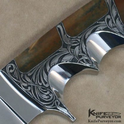 Ron Best Custom Knife Integral Ken Hurst Engraved Integral & Fossilized Walrus Ivory Drop Point Hunter - Image 2