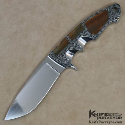 Ron Best Custom Knife Integral Ken Hurst Engraved Integral & Fossilized Walrus Ivory Drop Point Hunter