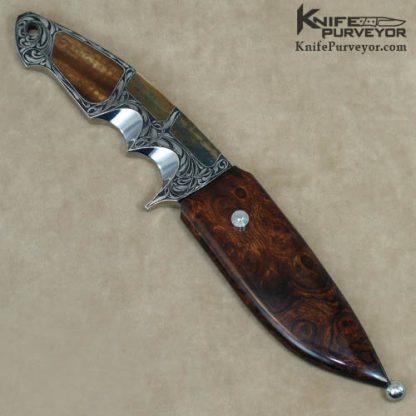 Ron Best Custom Knife Integral Ken Hurst Engraved Integral & Fossilized Walrus Ivory Drop Point Hunter - Image 4