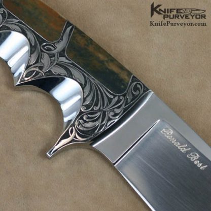 Ron Best Custom Knife Integral Ken Hurst Engraved Integral & Fossilized Walrus Ivory Drop Point Hunter - Image 6