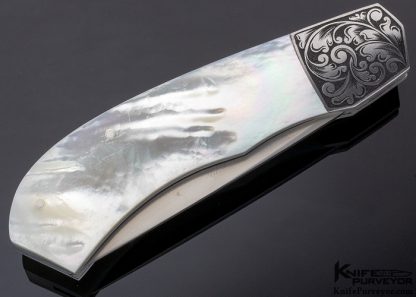 Ron Gaston Custom Knife Mother of Pearl Slipjoint Engraved by Fred Harrington - Image 3
