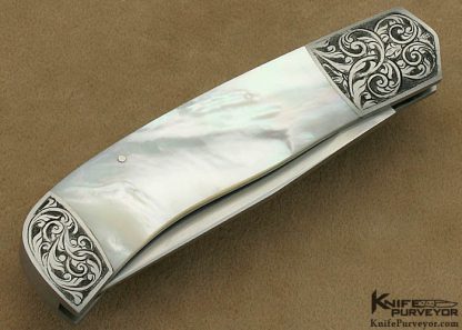 Ron Gaston Custom Knife Engraved Mother of Pearl Slip Joint - Image 3