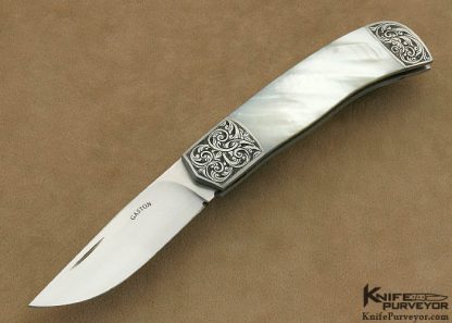 Ron Gaston Custom Knife Engraved Mother of Pearl Slip Joint