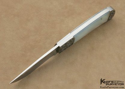 Ron Gaston Custom Knife Engraved Mother of Pearl Slip Joint - Image 4