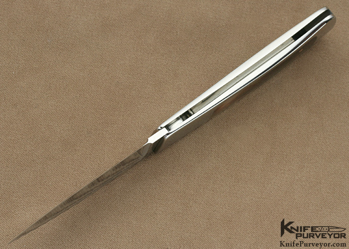 Ron Lake Custom Knife Black Lip Tahitian Pearl Shell Interframe Tail Lock with Rose Gold Toothpick - Image 6