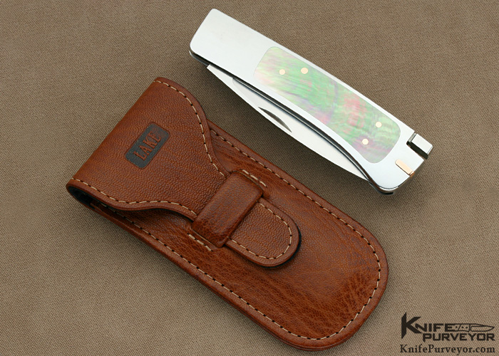 Ron Lake Custom Knife Black Lip Tahitian Pearl Shell Interframe Tail Lock with Rose Gold Toothpick - Image 7