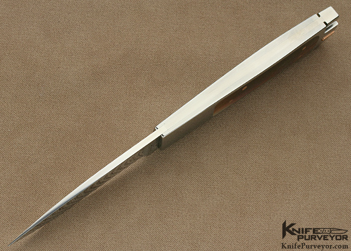 Ron Lake Custom Knife Black Lip Tahitian Pearl Shell Interframe Tail Lock with Rose Gold Toothpick - Image 5