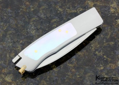 Ron Lake Custom Knife Mother of Pearl Shell Tail Lock with 14Kt Gold Bale - Image 3