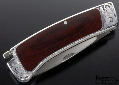 Ron Lake Custom Knife Burgundy Micarta & Aluminum Interframe Tail Lock Engraved in 1971 - Image 5