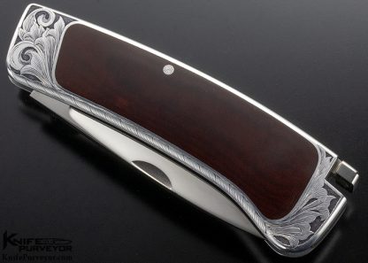 Ron Lake Custom Knife Burgundy Micarta & Aluminum Interframe Tail Lock Engraved in 1971 - Image 6